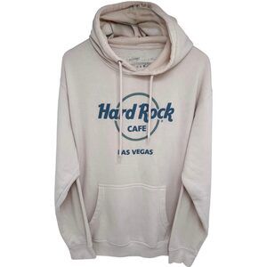 Hard Rock Cafe Cream Drawstring Graphic Hoodie Cotton Men's Extra Large Pullover